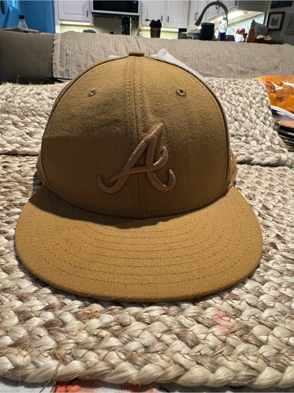 New Era 58FIFYU Atlanta Braves Tonal Tan Fitted Hat 7 5/8 Camel MLB Cap - Picture 2 of 11